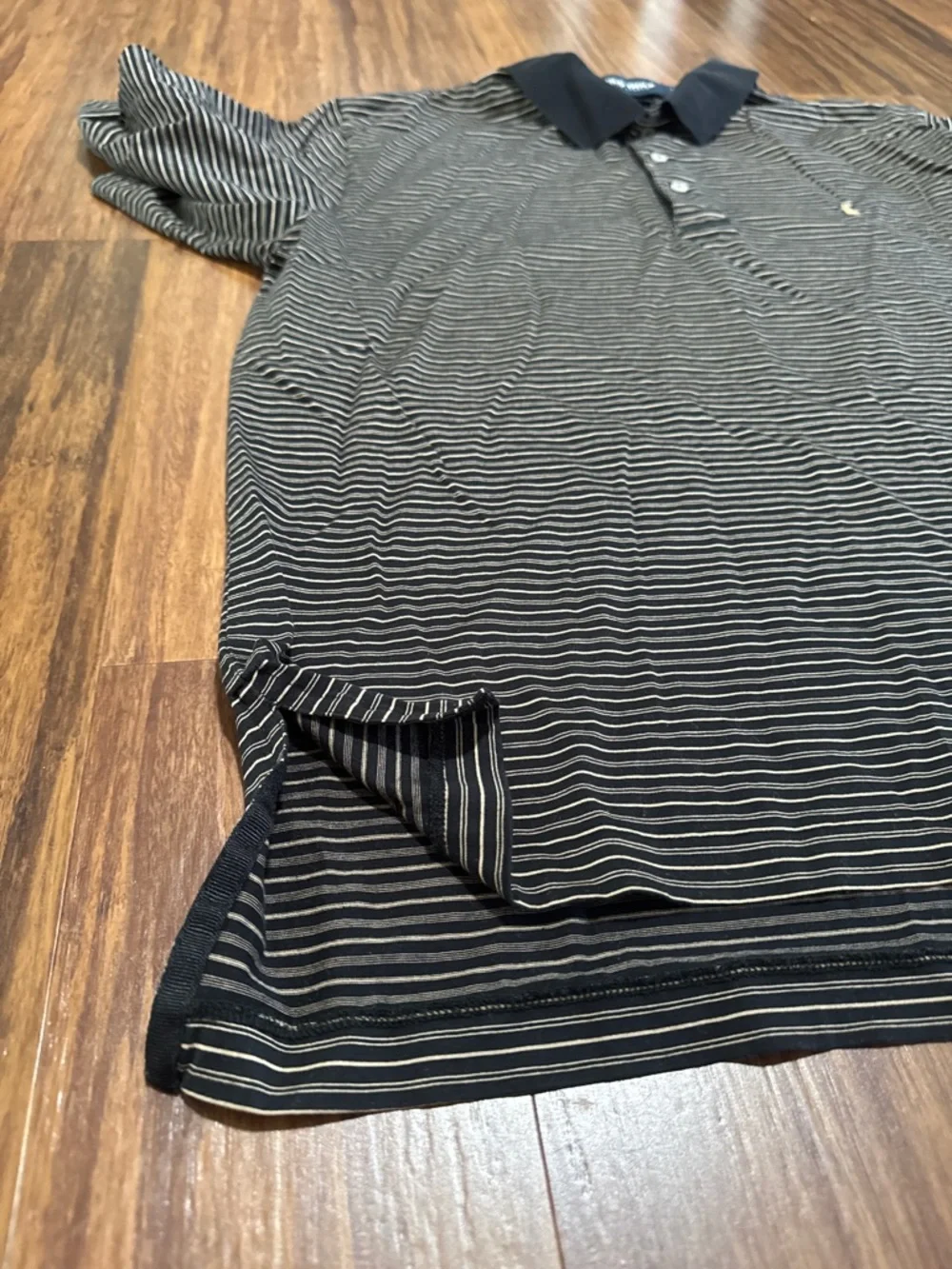 Polo Golf Ralph Lauren Men's Size L Pima Cotton Black Striped Short Sleeves